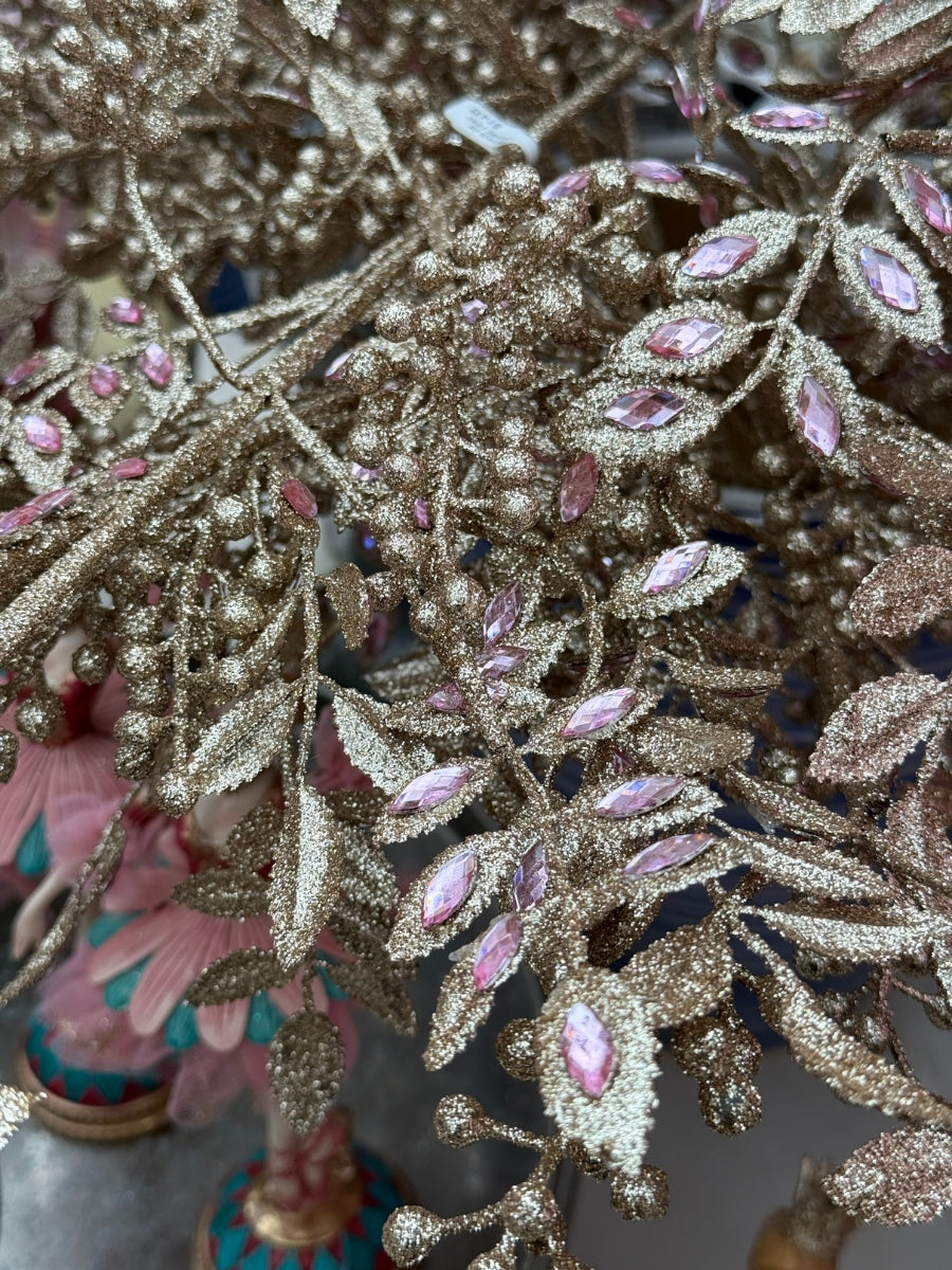 Jewel Leaf Berry Spray Pink Champagne 29''